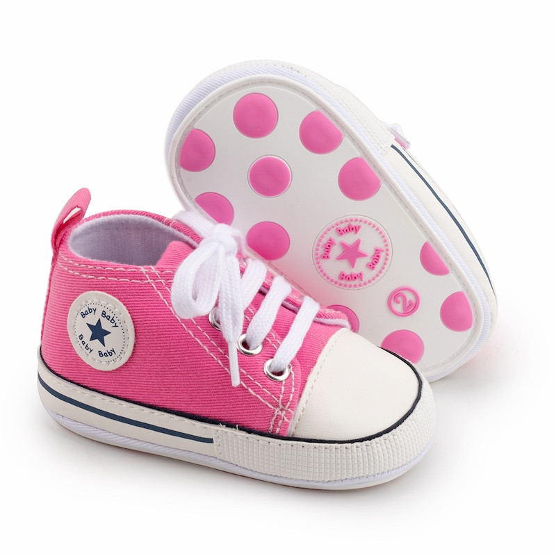 First Walker Canvas shoes crib Baby High Top Ankle shoes Girl Pink